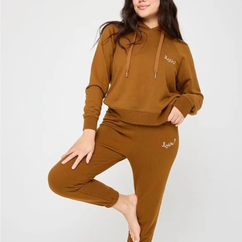Spiritual Gangster Hoodie Size XS Brown Relaxed Love Embroidery Yoga Beach NWT